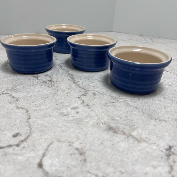 MADE IN FRANCE BLUE CUSTARD CONDIMENT CUPS SET OF 4 - Picture 5 of 7